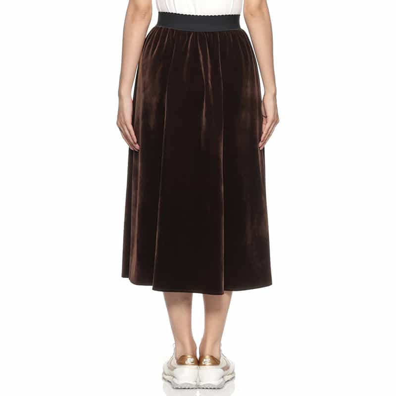 BARNEYS NEW YORK ベロア素材フレアスカート BROWN