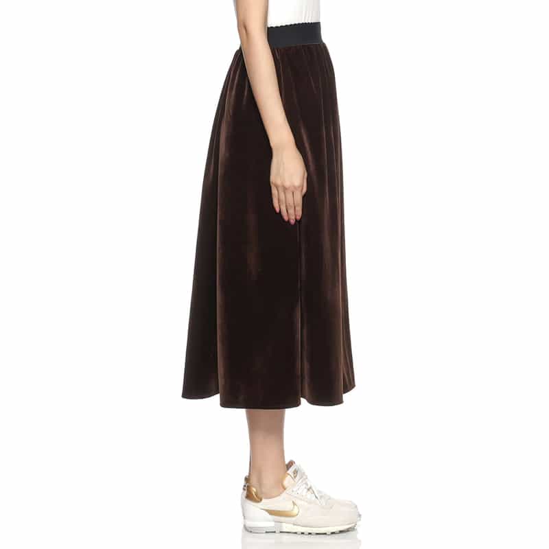 BARNEYS NEW YORK ベロア素材フレアスカート BROWN