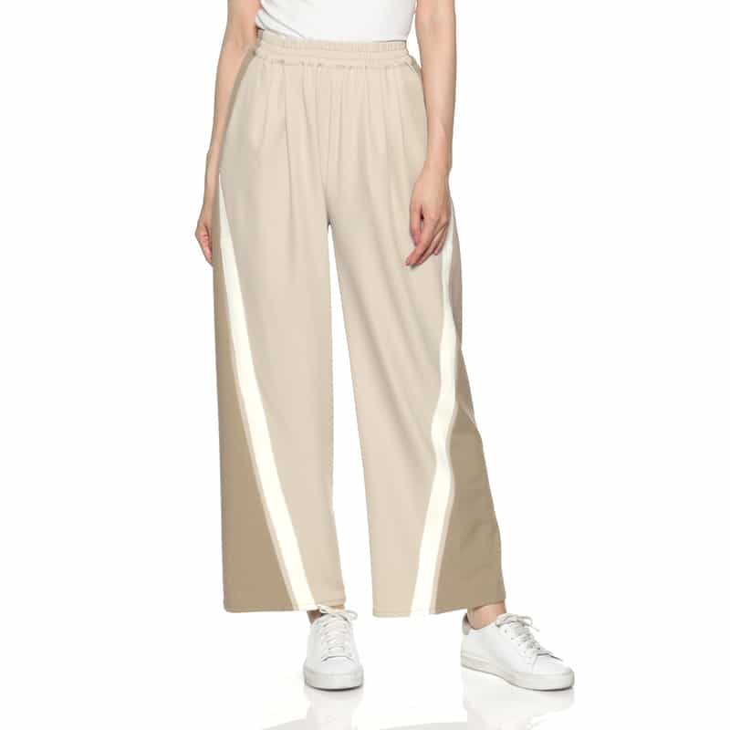 BARNEYS NEW YORK ウォッシャブル ライン入りワイドパンツ BEIGE