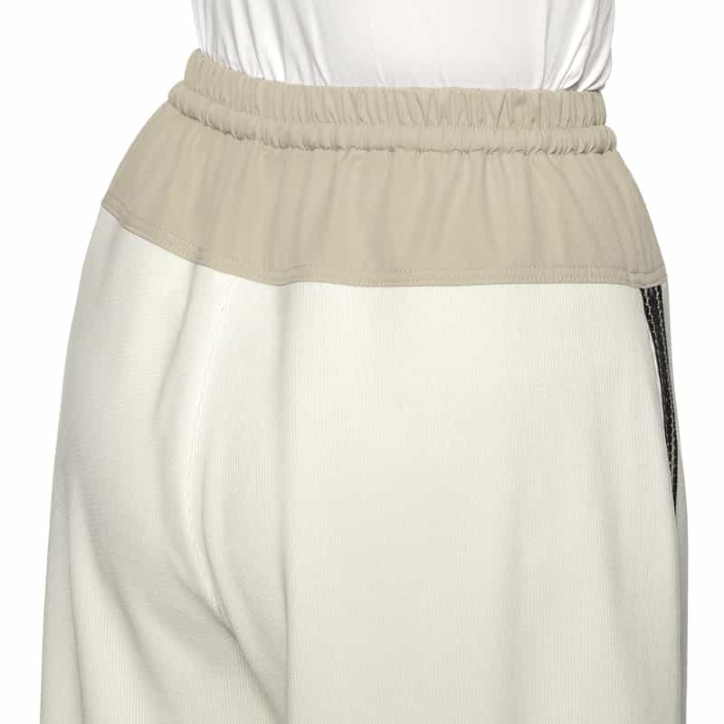 BARNEYS NEW YORK コーデュロイ素材サイドライン入りドローストリング ワイドパンツ OFF WHITE