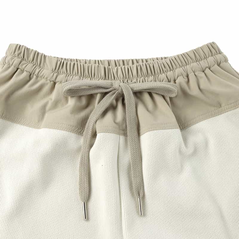 BARNEYS NEW YORK コーデュロイ素材サイドライン入りドローストリング ワイドパンツ OFF WHITE