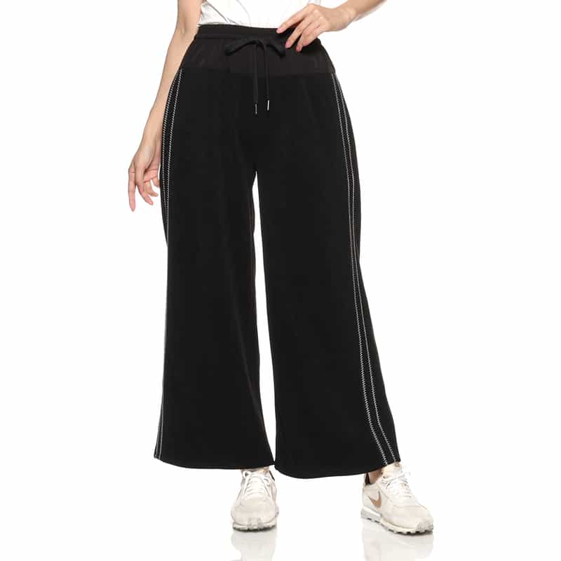 BARNEYS NEW YORK コーデュロイ素材サイドライン入りドローストリング ワイドパンツ BLACK