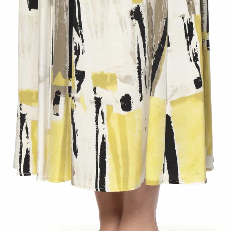 BARNEYS NEW YORK ウォッシャブル ジオメトリック柄ロングスカート YELLOW