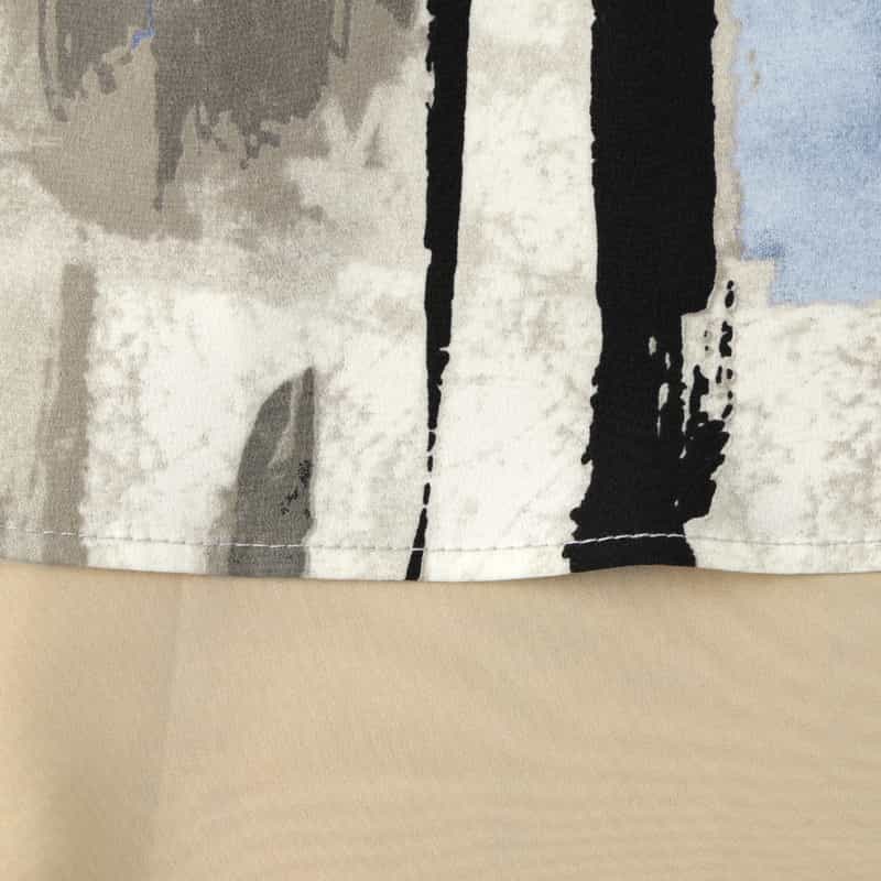 BARNEYS NEW YORK ウォッシャブル ジオメトリック柄ロングスカート BLUE