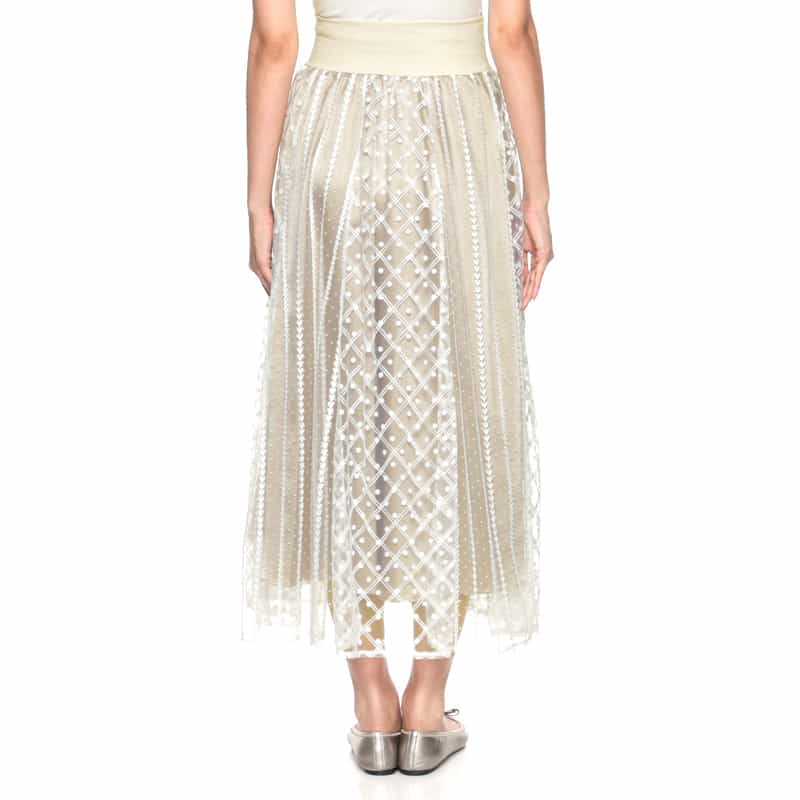 BARNEYS NEW YORK チュール付ロングスカート WHITE