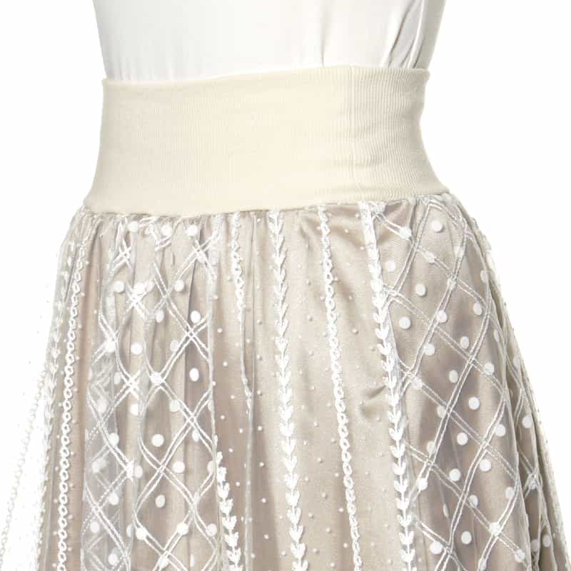 BARNEYS NEW YORK チュール付ロングスカート WHITE