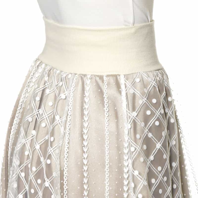 BARNEYS NEW YORK チュール付ロングスカート WHITE