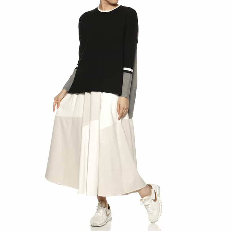 BARNEYS NEW YORK 異素材コンビネーションスカート OFF WHITE