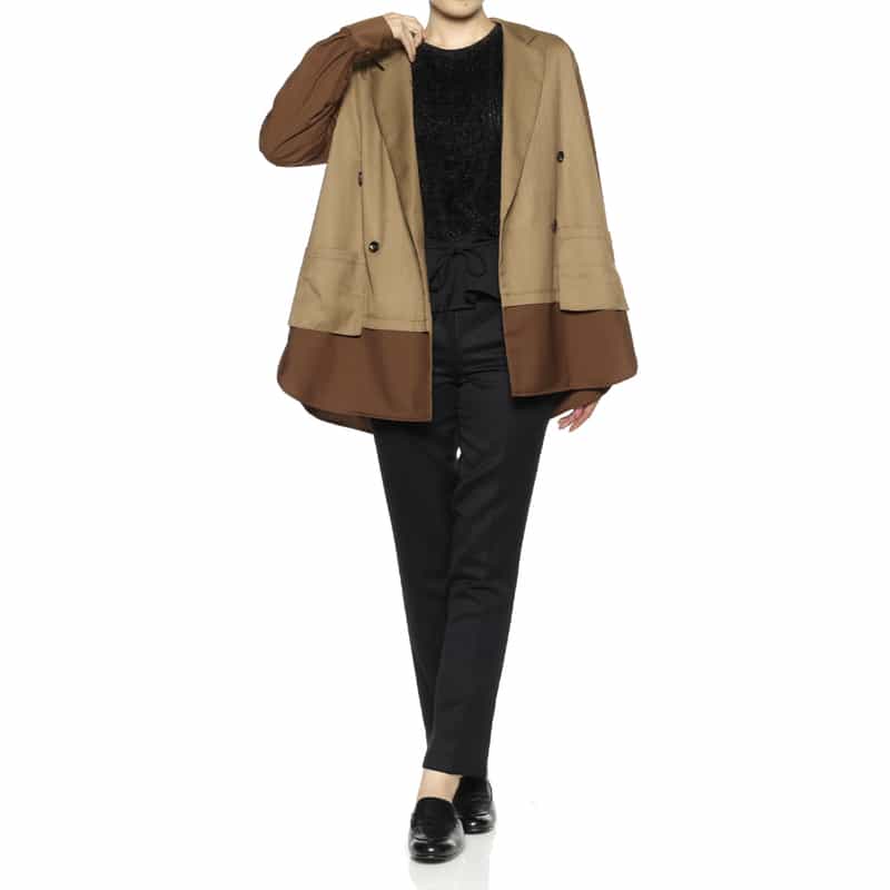 BARNEYS NEW YORK ウォッシャブル コンビネーションテーラードシャツジャケット BROWN