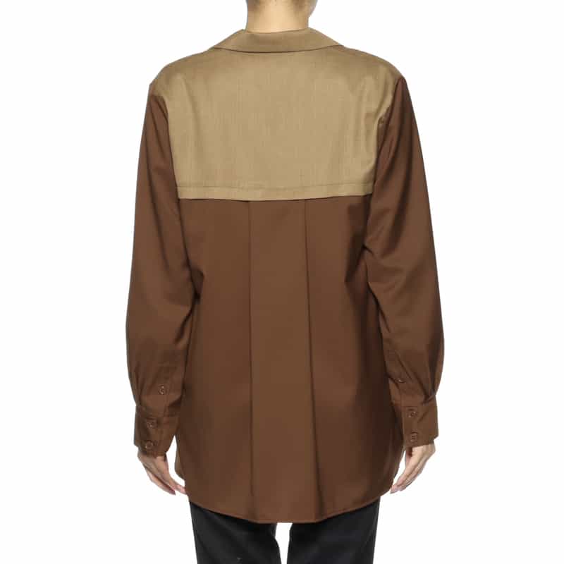 BARNEYS NEW YORK ウォッシャブル コンビネーションテーラードシャツジャケット BROWN