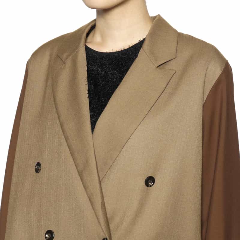 BARNEYS NEW YORK ウォッシャブル コンビネーションテーラードシャツジャケット BROWN