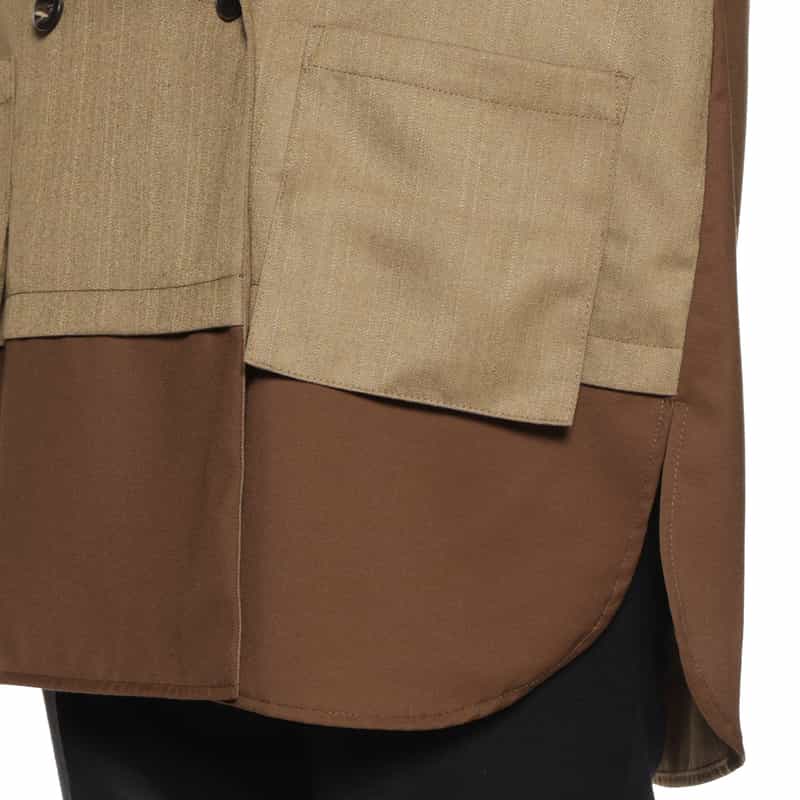 BARNEYS NEW YORK ウォッシャブル コンビネーションテーラードシャツジャケット BROWN