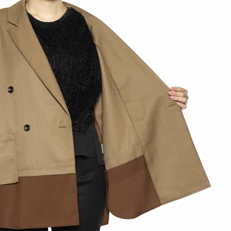 BARNEYS NEW YORK ウォッシャブル コンビネーションテーラードシャツジャケット BROWN