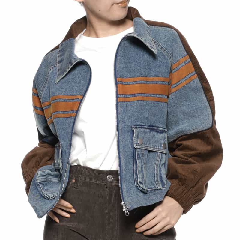 BARNEYS NEW YORK デニム＆コーデュロイ コンビネーション ジャケット BLUE