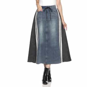 デニム＆コーデュロイ コンビネーション ドローストリング スカート