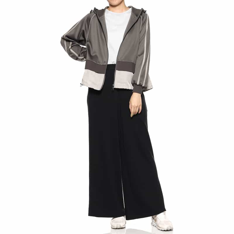 BARNEYS NEW YORK ウォッシャブル 異素材コンビネーション ジップアップブルゾン DARK GRAY