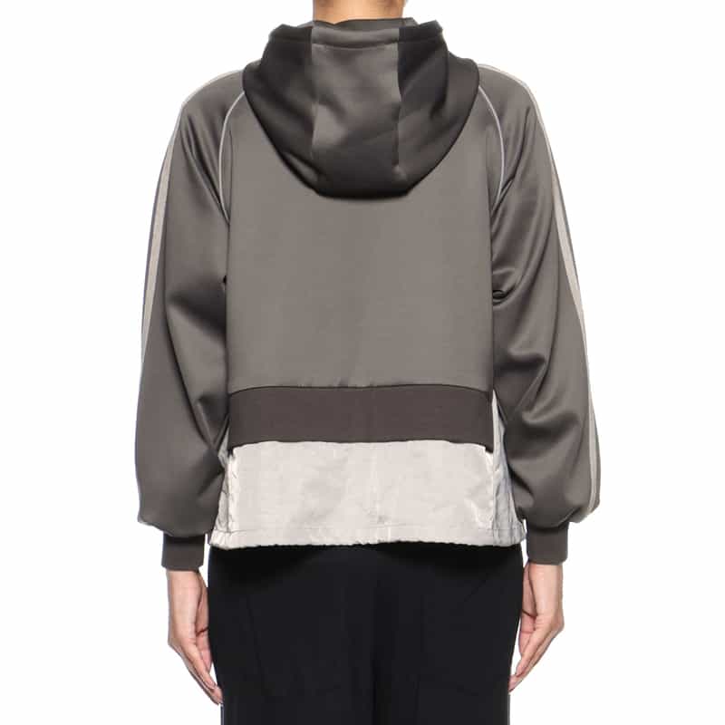 BARNEYS NEW YORK ウォッシャブル 異素材コンビネーション ジップアップブルゾン DARK GRAY