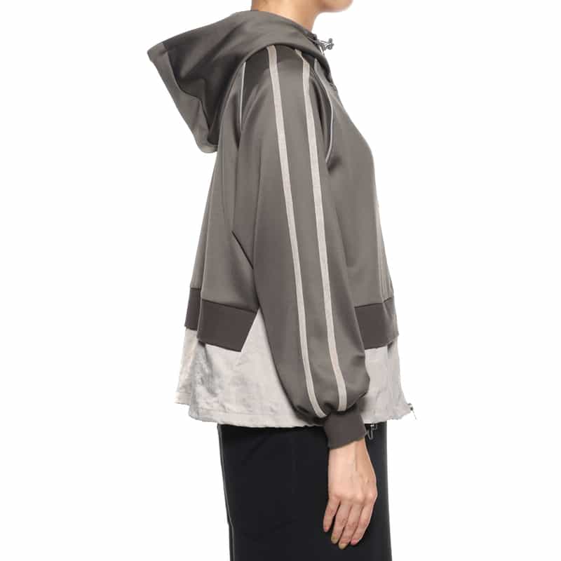 BARNEYS NEW YORK ウォッシャブル 異素材コンビネーション ジップアップブルゾン DARK GRAY