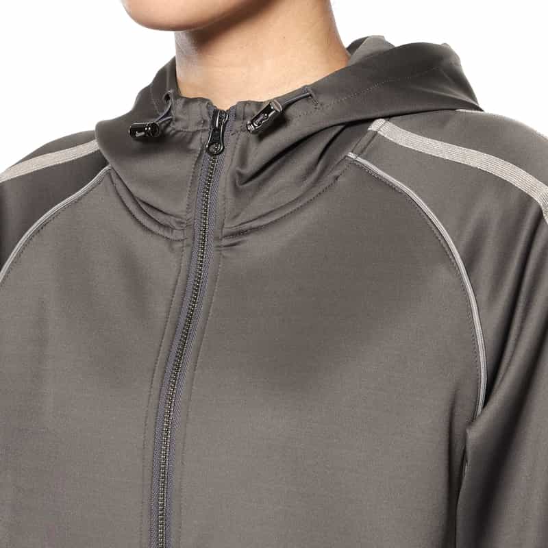 BARNEYS NEW YORK ウォッシャブル 異素材コンビネーション ジップアップブルゾン DARK GRAY