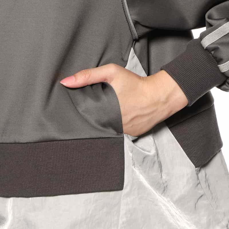 BARNEYS NEW YORK ウォッシャブル 異素材コンビネーション ジップアップブルゾン DARK GRAY