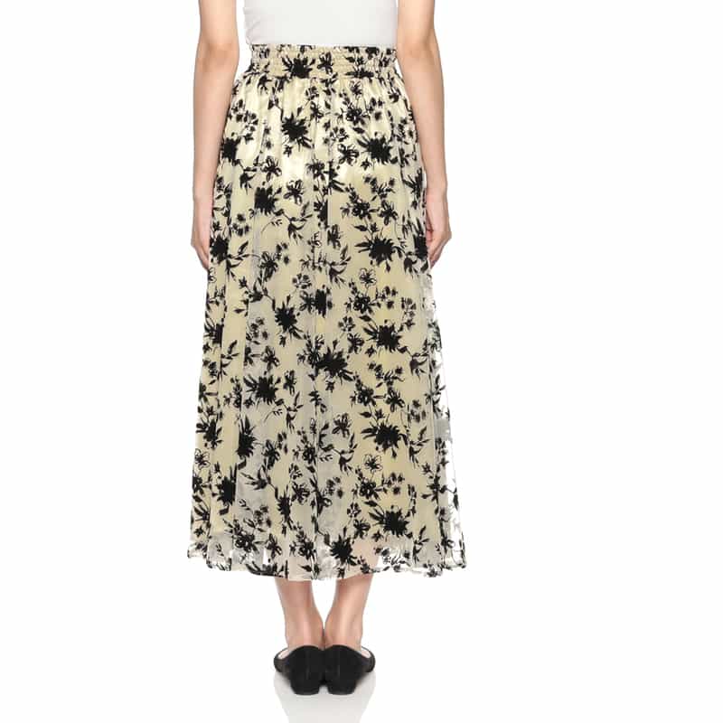 BARNEYS NEW YORK フラワー柄ロングスカート OFF WHITE