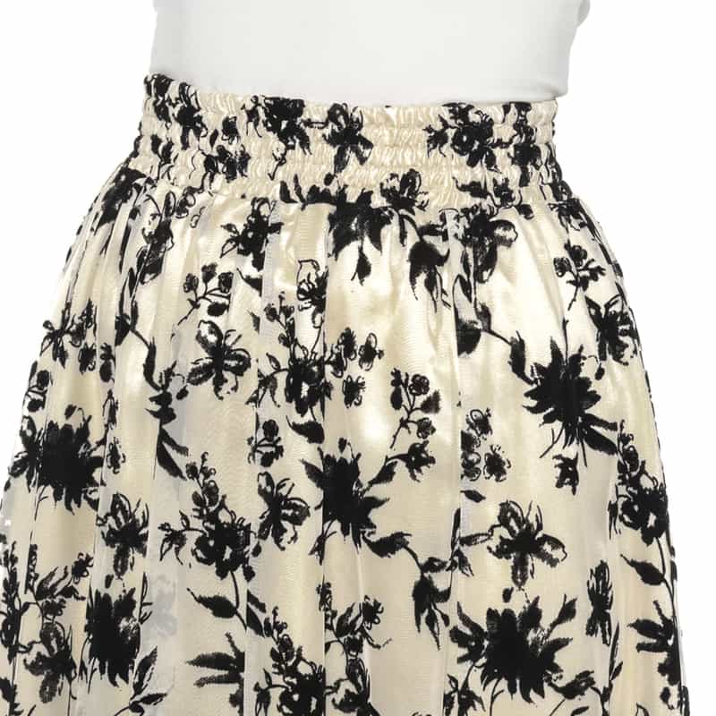 BARNEYS NEW YORK フラワー柄ロングスカート OFF WHITE