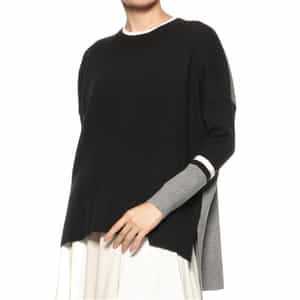 ウォッシャブル バイカラーオーバーフィット ニットプルオーバー