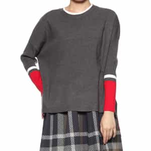 ウォッシャブル バイカラーオーバーフィット ニットプルオーバー