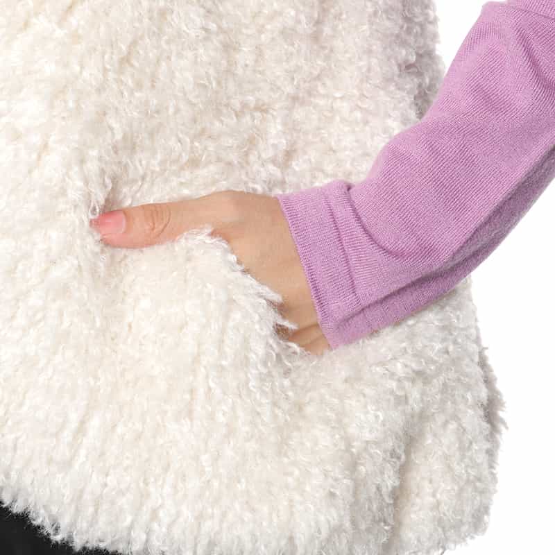 BARNEYS NEW YORK フェイクファー ショートベスト OFF WHITE