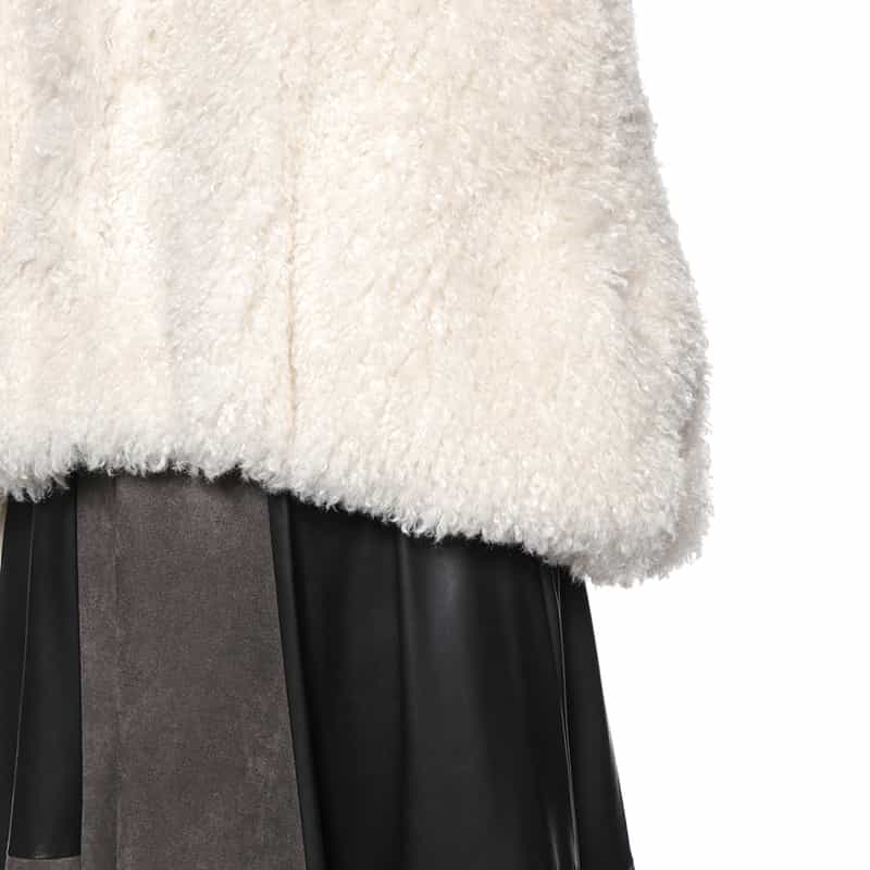 BARNEYS NEW YORK フェイクファー ショートベスト OFF WHITE