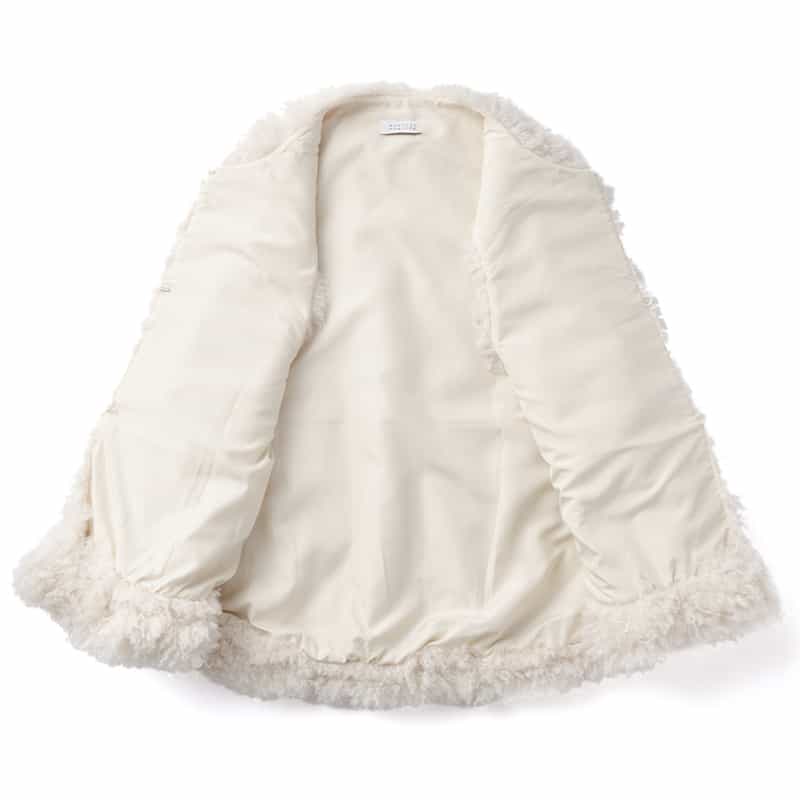 BARNEYS NEW YORK フェイクファー ショートベスト OFF WHITE