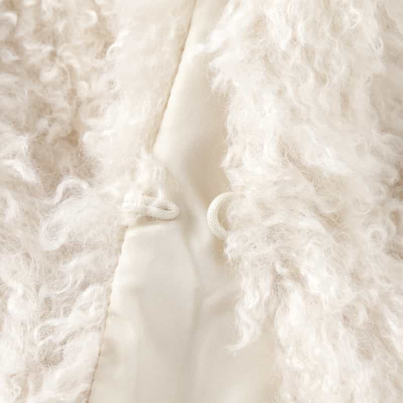 BARNEYS NEW YORK フェイクファー ショートベスト OFF WHITE