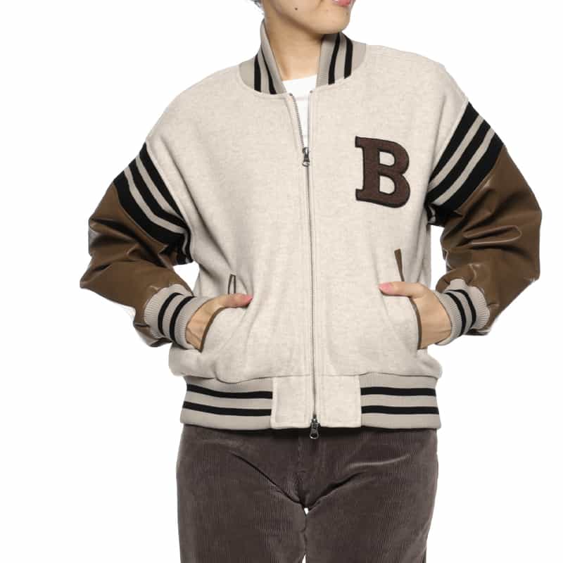 BARNEYS NEW YORK 異素材コンビネーション スタジアムジャンパー BEIGE
