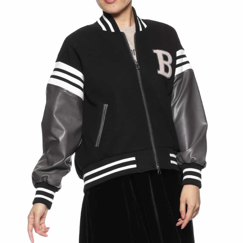 BARNEYS NEW YORK 異素材コンビネーション スタジアムジャンパー BLACK