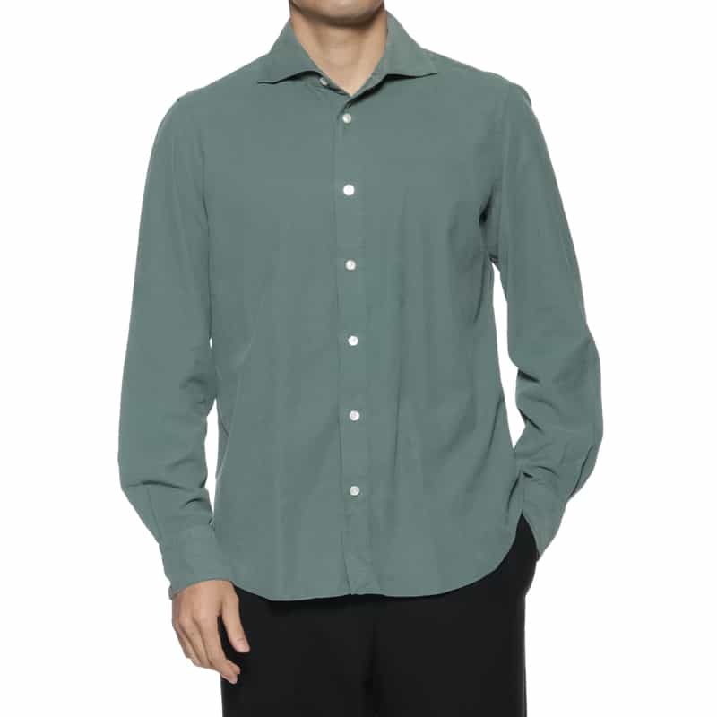 FINAMORE FINAMORE＜フィナモレ＞ コットンコーデュロイシャツ"PANTELLERIA" GREEN