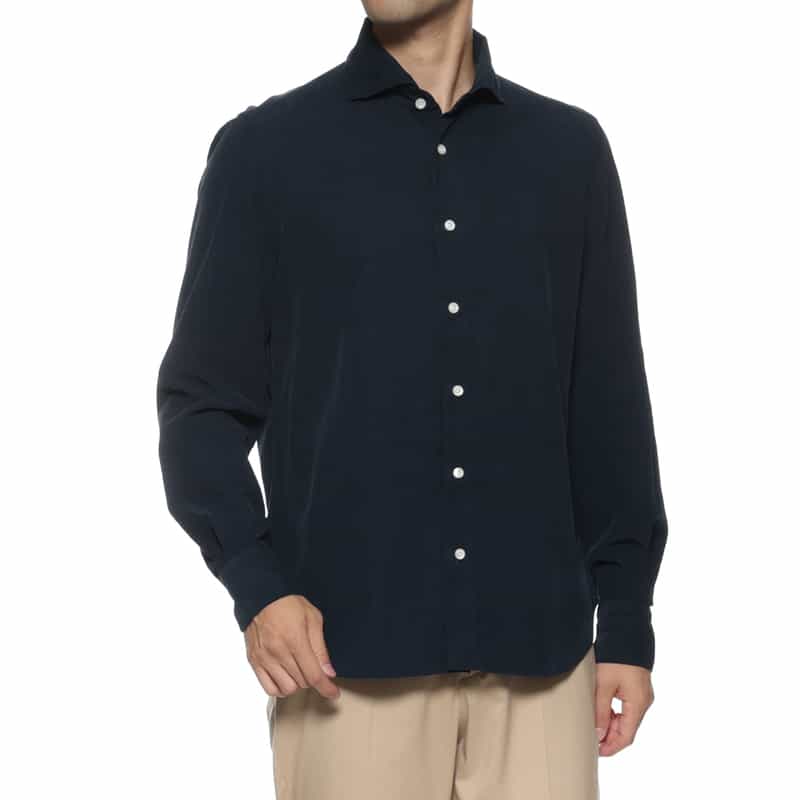 FINAMORE FINAMORE＜フィナモレ＞ コットンコーデュロイシャツ"PANTELLERIA" NAVY