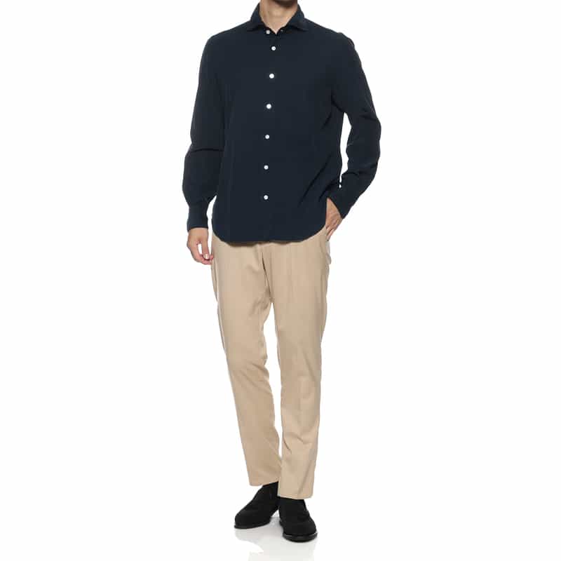 FINAMORE FINAMORE＜フィナモレ＞ コットンコーデュロイシャツ"PANTELLERIA" NAVY