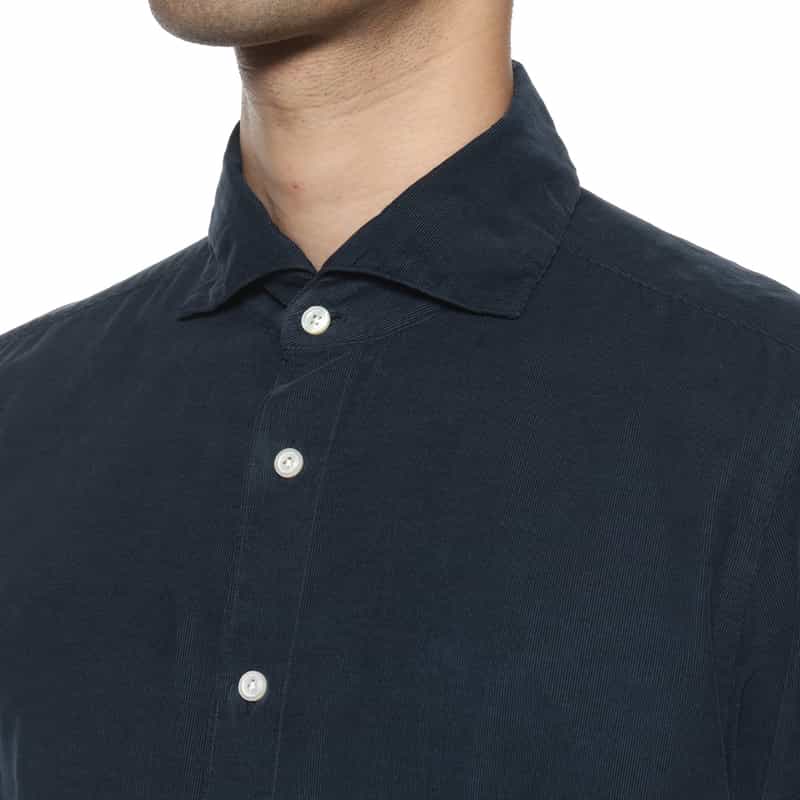 FINAMORE FINAMORE＜フィナモレ＞ コットンコーデュロイシャツ"PANTELLERIA" NAVY