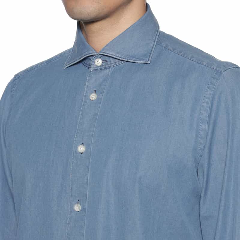 FINAMORE FINAMORE＜フィナモレ＞ デニムシャツ"SIMONE" BLUE