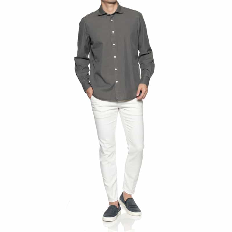 FINAMORE FINAMORE＜フィナモレ＞ デニムシャツ"SIMONE" GRAY