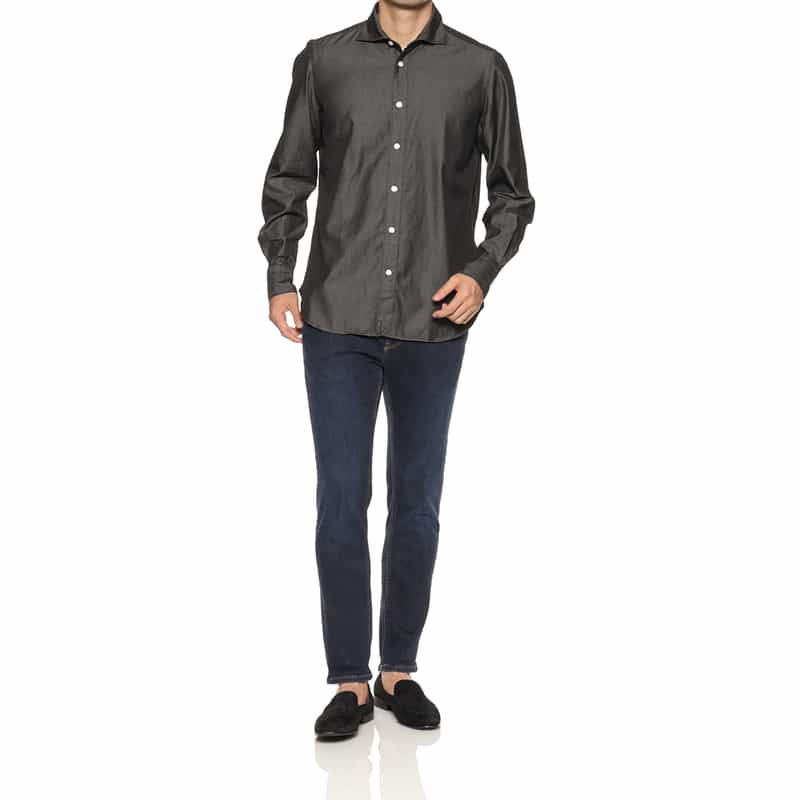 FINAMORE FINAMORE＜フィナモレ＞ デニムシャツ"SIMONE" BLACK