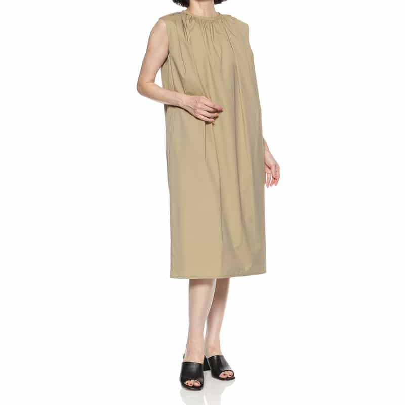 BARNEYS NEW YORK ウォッシャブル ギャザードレス BEIGE