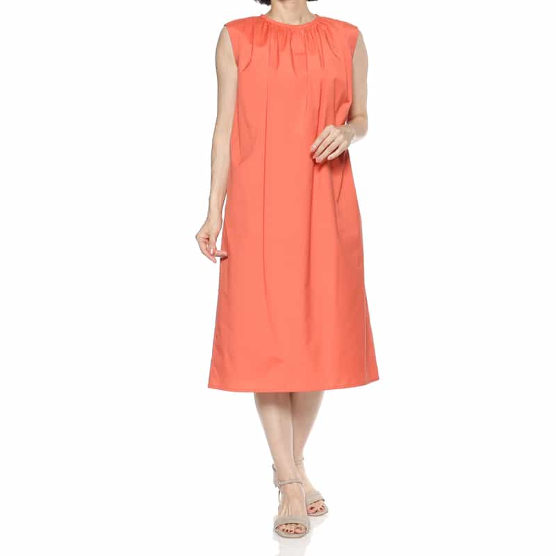 BARNEYS NEW YORK ウォッシャブル ギャザードレス RED