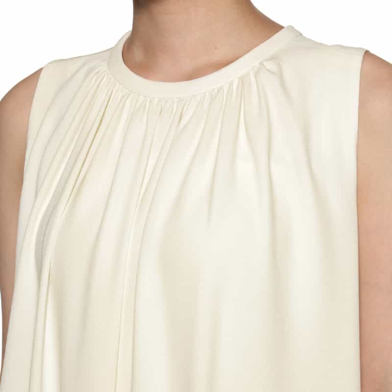 BARNEYS NEW YORK ウォッシャブル ギャザーロングドレス WHITE