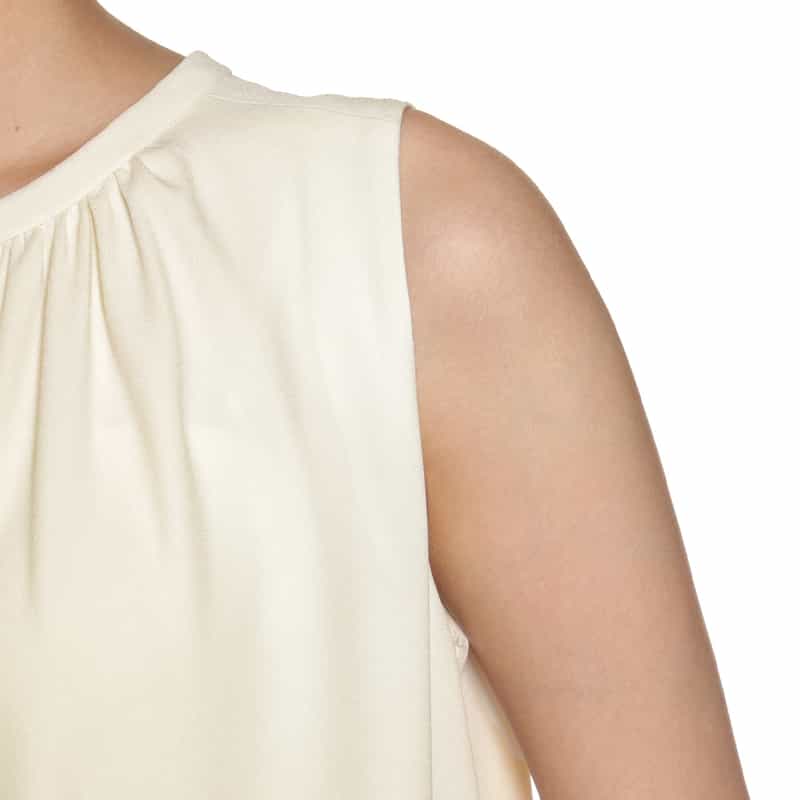 BARNEYS NEW YORK ウォッシャブル ギャザーロングドレス WHITE