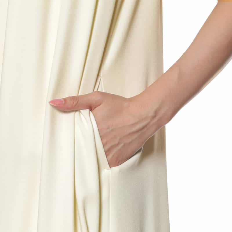 BARNEYS NEW YORK ウォッシャブル ギャザーロングドレス WHITE