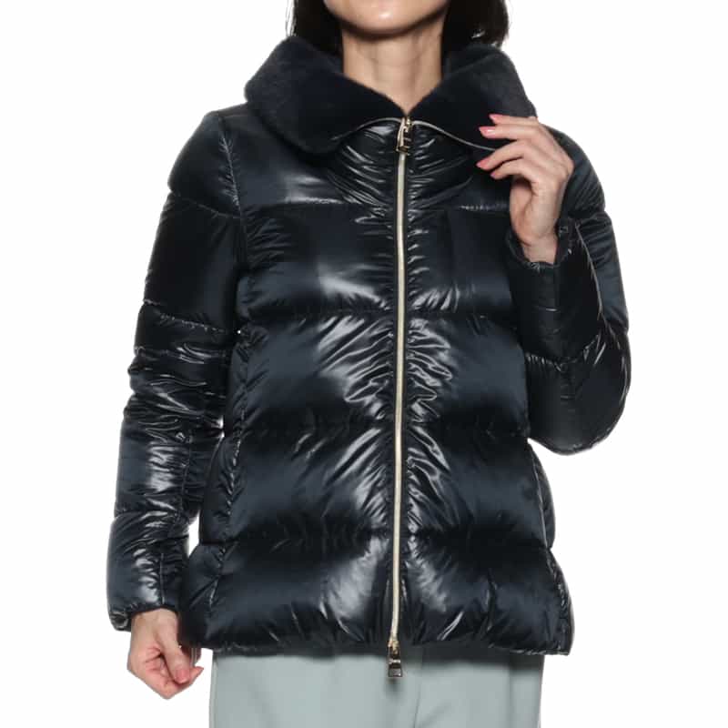 HERNO HERNO＜ヘルノ＞ ファー付きダウンジャケット NAVY