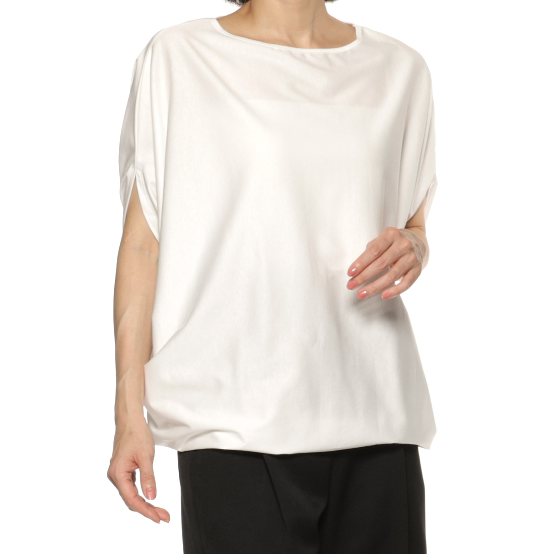 ウォッシャブル ボートネックカットソー