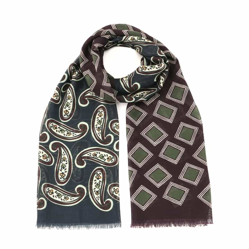 SEAWARD＆STEARN SEAWARD＆STEARN ＜シーワード＆スターン＞ リバーシブルプリントスカーフ NAVY