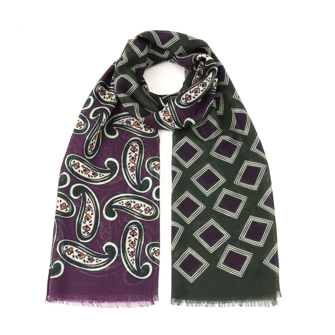 SEAWARD＆STEARN ＜シーワード＆スターン＞ リバーシブルプリントスカーフ